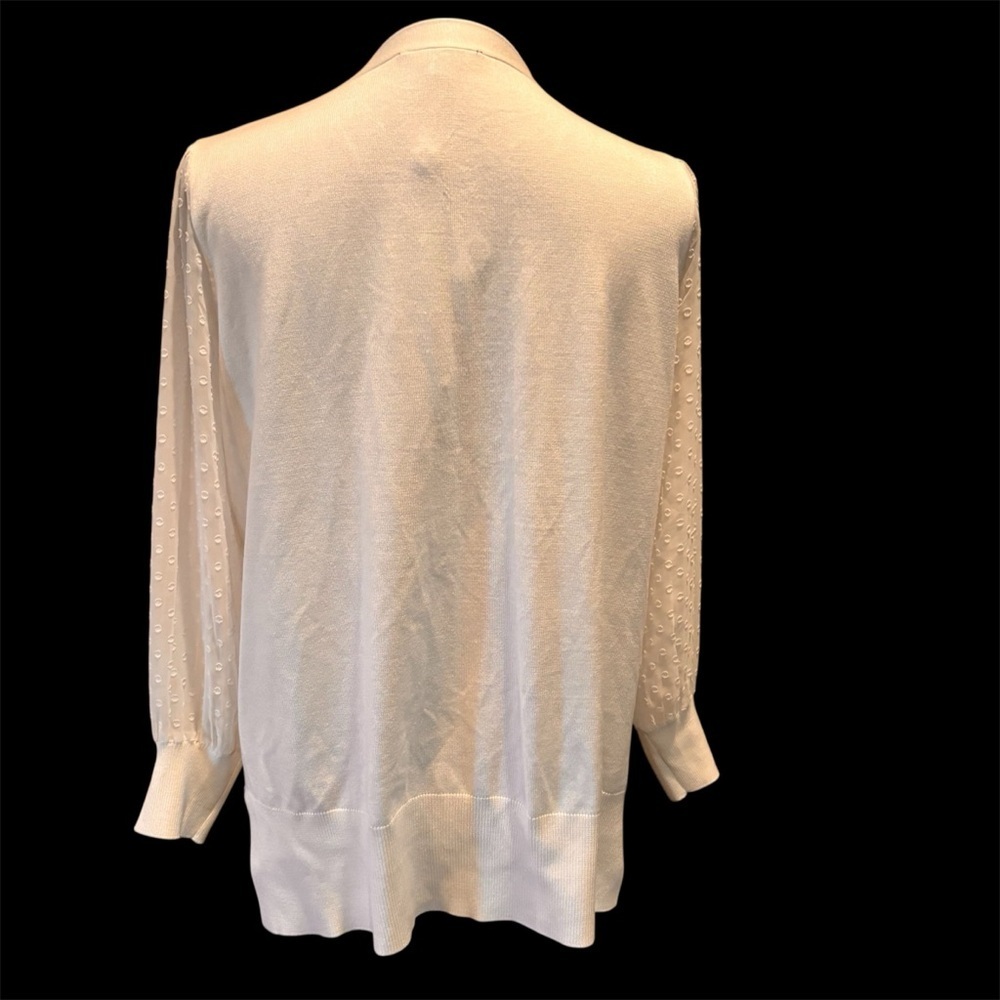 NWT Adrianna Papell White Clip Dot V-NeckCardigan,Medium,Feminine Girly Romantic - Picture 7 of 15